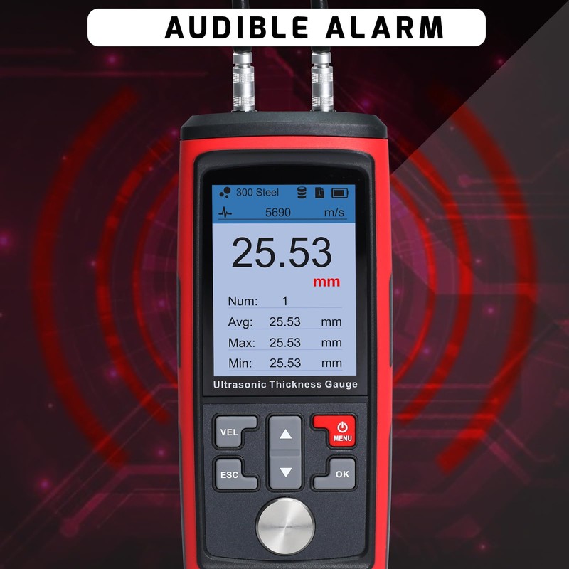 Ultrasonic Thickness Gauge Digital Metal Thickness Gauge, 0.03~11.8inches Range Coating
