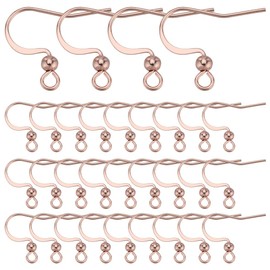 SUNNYCLUE 1 Box 100Pcs Stainless Steel Earring Hooks Rose Gold Fish Hook Ear Wires Hypoallergenic Earring Findings Bulk French Hook Earring Wires with Openable Loops for Jewellery Making DIY Supplies