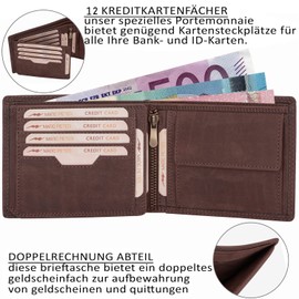 Marc Peter® Hanover Genuine Leather Wallet | Wallet for Men with RFID Protection | Large 10 Compartments | Leather Wallet, tan hunter, Classic