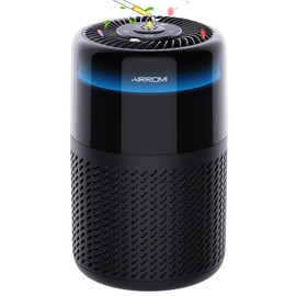 AIRROMI Air Purifier for Bedroom Home,HEPA Filter,Covers Upto 549 Ft²,Quiet 360°intake Air Cleaner with Fragrance ponge for Better Sleep,Night Light,Filters Smoke,Pet Dander,Allergies,Dust,A2005 Black