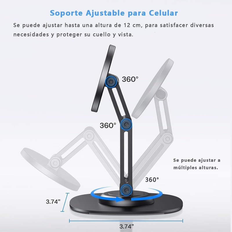 Soporte Celular Magnético Escritorio, Base Metálica Plegable, Soporte Magnético para