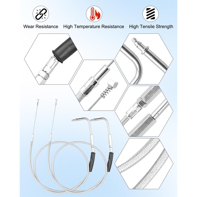 42in Throttle Idle Cable Set Replace 56579-02A Fit for Harley-Davidson