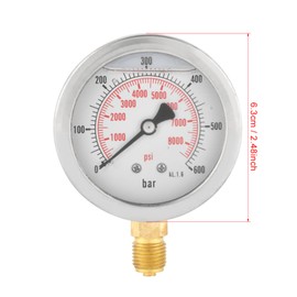 Dial Gauge Hydraulic 400 Bar Pressure Gauge 600 Bar Hydraulic Water Pressure Gauge Meter Measuring Tool