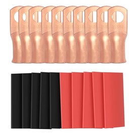 10pcs 4 Awg - 5/16" (M8) Sanuke Wire Lugs Ring Terminal Connectors Ends Heavy Duty for Battery Cable Lug Wire Electrical Eyelets with 3:1 Dual Wall Adhesive Heat Shrink