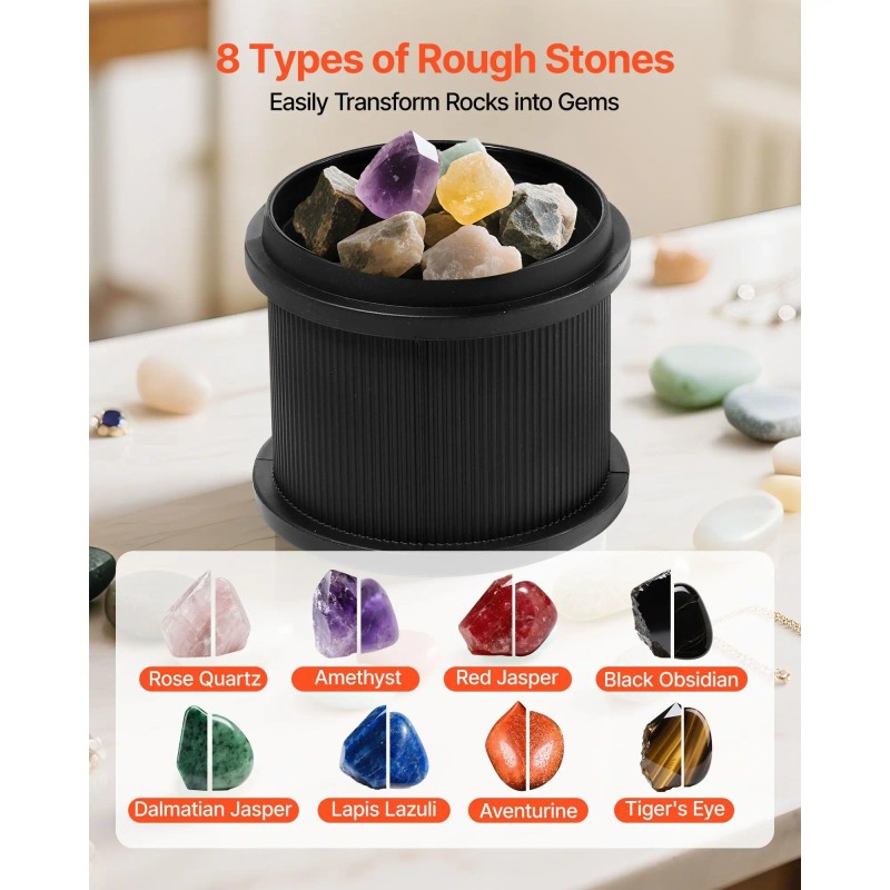 Rock Tumbler Kit 4-Speed 1-9 Day Timer Direct Drive Motor
