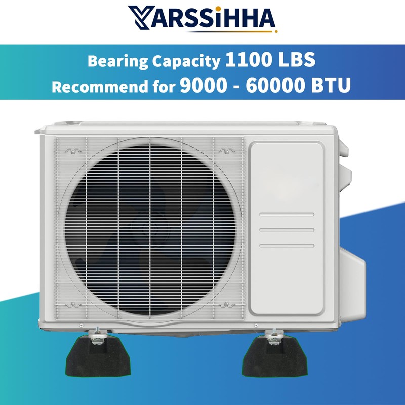 Yarssihha 4pcs Mini Split Rubber Base Pad for 9000-60000 BTU