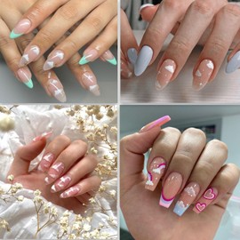 6 Sheets Colorful Clouds Star Nail Stickers Yellow Moon Heart Decals Pink White Heart Nail Supplies 3D Self-Adhesive Gradient Blush Star Nail Accessories Summer Nail Manicure Decors for Women Girls