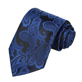 KissTies Mens Navy Blue Tie Paisley Necktie + Gift Box