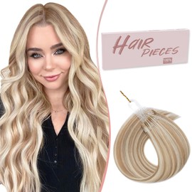 SEGO U Tip Hair Extensions Human Hair, Keratin Bonded & Loop Hair Extensions, K Tip Hot Fusion for Silky Straight Highlights, 1g per Strand, 50 Strands/50g, 18" Golden Brown Mix Bleach Blonde