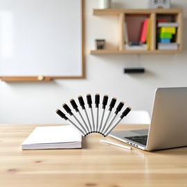 ZhangyiHot 10 Pcs Whiteboard Pens - Rewritable White Board Dry Erase Markers With Eraser Cap Black Professional Markers and Highlighters(ZS252)