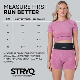 STRYQ 360° Running Belt – Bounce‑Free • Waterproof • Reflective Waist Pack • Ultra‑Slim Phone Holder • Unisex & Adjustable (Black, Medium)