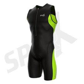 (Large, Black/White) - Sparx Men's Elite Triathlon Suit Trisuit SpeedSuit Skinsuit Swim-Bike-Run Triathlon Race Suit