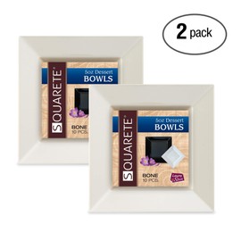 Squarete 5 Ounce Square Bone Party Dessert Bowlsl Heavy Duty Elegant Disposable 5 oz Square Ivory Dessert Bowls 10 Bowls Per Package Pack of 2