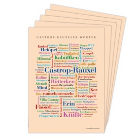 Deine Wörter Postcard Set - 5 Postcards with Castrop-Rauxel Dialect, Unique Souvenir and Creative Gift Idea - DIN A6