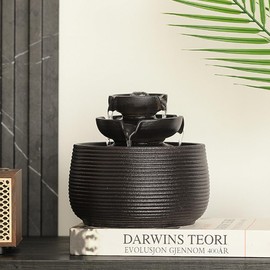Outdoor and Indoor Water Feature Fountain Waterfall Tabletop Desktop mini Ceramic Garden Fountain (Black A172)