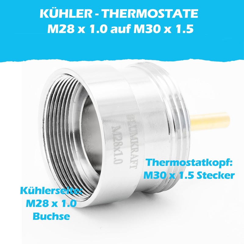 BLUMKRAFT Metal Adapter for Radiator M28 x1.0 - M30x1.5 Compatible