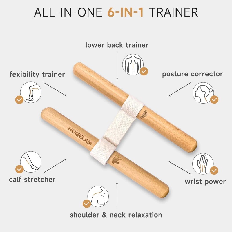 HOMELAM Innovative Muscle Stretching Device, Adjustable Length Hamstring Wooden