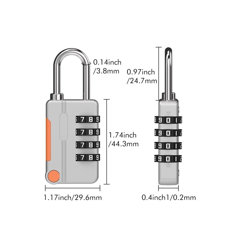 4pcs Locker Padlocks,Stylish Suitcase Locks with Code,Rustproof Luggage Locks for
