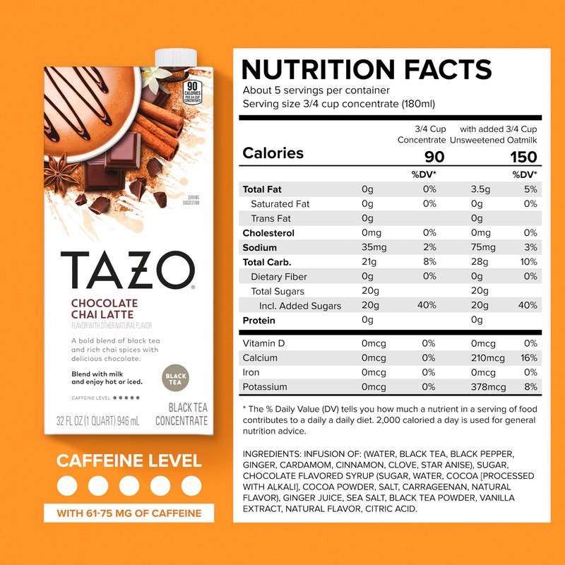 TAZO Tea Concentrate, Organic Skinny Chai Latte, & Chocolate Chai