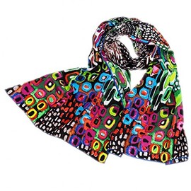 Prettystern DamenSchal 100% Seide bunt Modern Kunstdrucke Grafik Art Schal - Grün P285