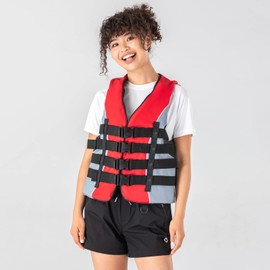 XGEAR Adult USCG Life Jacket Vest Water Sports (Red, L)