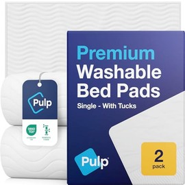 2 x PULP Premium Bamboo Washable Incontinence Bed Pads With Tucks | For Single Beds | Maximum Absorbency Leakproof Kylie Sheets | Reusable Waterproof Bed Wetting Sheets For Adults, Children & Babies