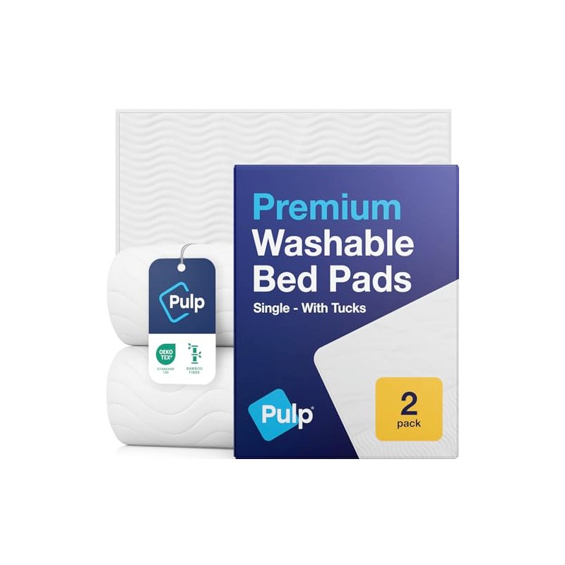 2 x PULP Premium Bamboo Washable Incontinence Bed Pads With