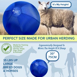Race&Herd 30'' Original Herding Ball for Dogs, Giant Herding Ball for Australian Shepherds, Dog Training Toy for Large Breeds, Dog Herding Toy for Outdoor Play (Yellow)