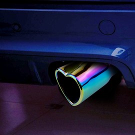 OtpOutopa Car Exhaust Tip 2.5 inch Inlet, Universal Car Exhaust Pipe Modification Tail Throat Tail Pipe Stainless Steel Muffler Tip, Adjustable Heart Shaped Car Thickened Pipe (Straight,Colorful)