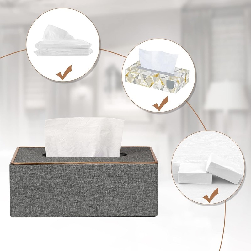TNTAIAHL Tissue Box Cover, PU Leather Tissue Box Holder Rectangular