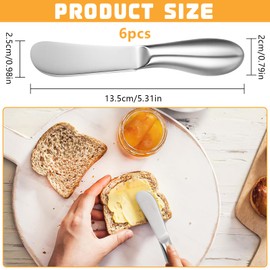 XTUDOU® 6 Stück Buttermesser Klein, Käsemesser Edelstahl, Dessertmesser Klein, Buttermesser klein Edelstahl, für Sahne, Marmelade, KäSe, GebäCkherstellung