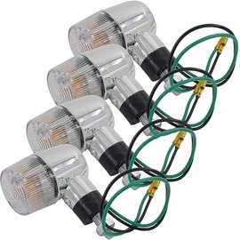 Parishop Motorcycle Turn Signals, Universal, Clear, 4 Pieces, Round Clear Lens, European Mini Turn Signal, For Motorcycles, Parts, High Durability, Low Power Consumption, Genuine Type, High Brightness