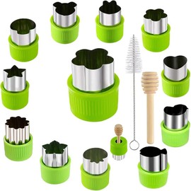 14 Pcs Fruit Vegetable Cookie Cutters Shapes Sets Stainless Steel Food Mini Pie Cookie Stamps Mold for Kids Baking,Bento Box and Decorating Tools