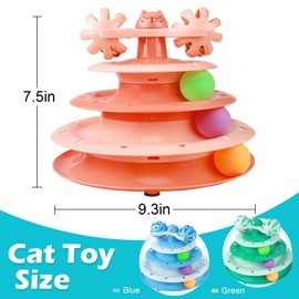 UPSKY Cat Toy Roller 4-Level Turntable Cat Toy Balls with Three Colorful Balls and Bell Ball X Turntable Interactive Kitten Fun Mental Physical Exercise Puzzle Toys.