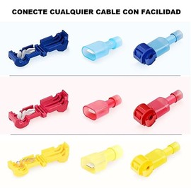 Conectores para Cable de Empalme Rápido Impermeable, Terminales de Cable de Empalme Terminales Eléctricos，Conectores de Cable T-Tap，Terminales de Pala de Desconexión Rápida Macho Aislados (120 Piezas)