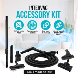 Intervac Design Accessory Kit with Banded Cuff for All Model vacuums (GH, H, F, RMH, RMF, CS-RM, CS-8, GarageVac, and Many More manufactures of Central vacuums) (Turbo Bursh and Dust Mop)