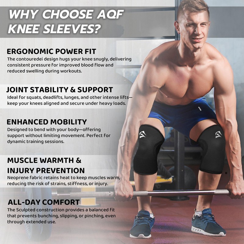 AQF Knee Sleeves for Weightlifting – 5mm & 7mm Knee