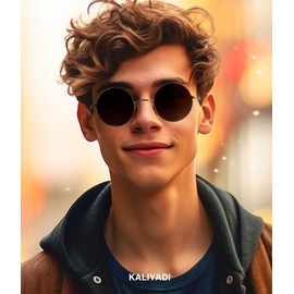 KALIYADI Round Polarized Sunglasses for Men Women Retro Metal Hippie Circle Style Sun Glasses UV Protection 47mm