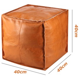 PU Cube Pouf Ottoman Cover with Zipper, Waterproof Pouf Footrest Cover, Mutifunction Storage Box, Clothing Storage Leather Pile Cover, Suitable for Living Room Home Storage Decor