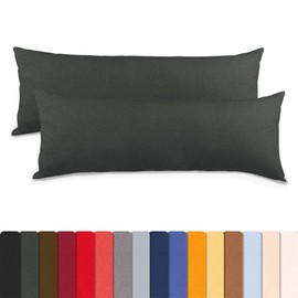 aqua-textil Classic Line Pillowcase Set of 2 40 x 200 cm Anthracite Grey Cotton Side Sleeper Pillow Cover Zip