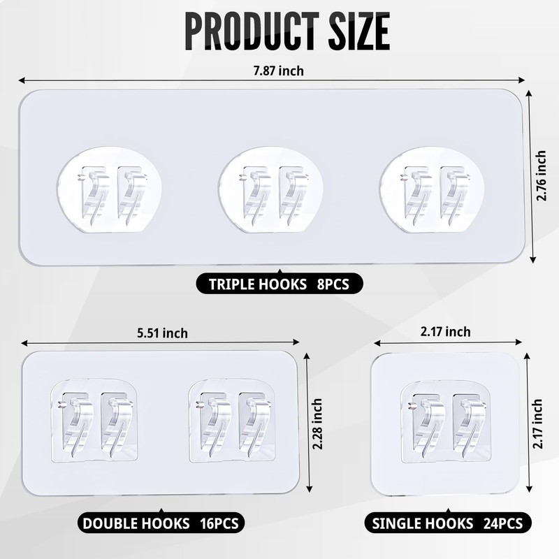 LHSYFBZ 48Pack Shower Caddy Adhesive Hooks Replacement, Shower Shelf Adhesive