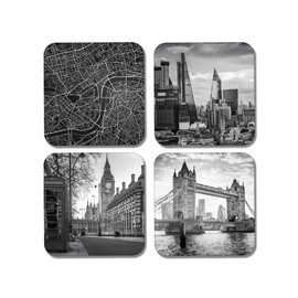 DV DESIGN 4 x Square London Coasters - England Map Landmarks Travel Holiday UK Gift #77911