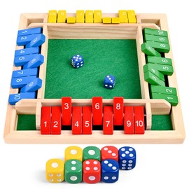 Pesnftr Shut The Box Game,2-4 Player Family Wooden Board Games,Family Math Games for Adults and Kids,8 Dices Classics Tabletop Games for Classroom,Home,Party