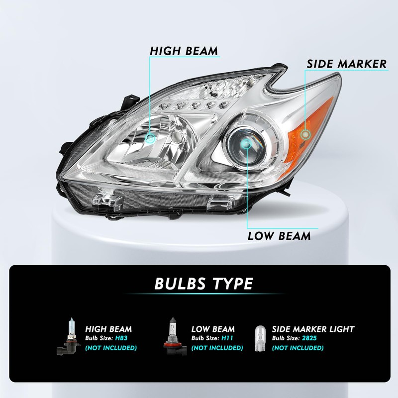TUSDAR Headlight Replacement Fits For 2012 2013 2014 2015 Toyota