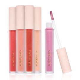 ELLEN TRACY 5-Piece Tinted Lip Gloss Set - Long-Lasting Color, 0.10 fl oz Each, Pink Bow Collection
