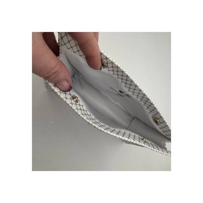 Yeves Saint Laurent Women Pouch White & Gold New 2024