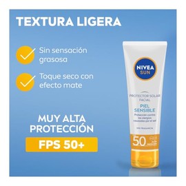 Protector Solar Facial Piel Sensible NIVEA SUN, Protección Contra Las Alergias Causadas Por El Sol, Fps50+ 50Ml