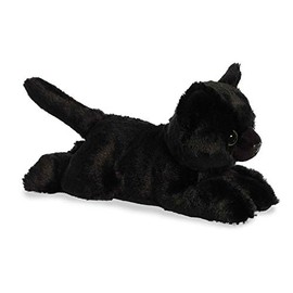 Aurora® Adorable Mini Flopsie™ Twilight Cat™ Stuffed Animal - Playful Ease - Timeless Companions - Black 8 Inches