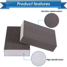 Eoppen 6Pcs Sanding Sponge 80 Grit Sanding Block Washable and Reusable for Wood, Metal, Wall Polish