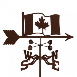 EZ Vane Canadian Flag Weathervane — Deck Mount, Wind Cups, Antique Copper Finish, Steel with Durable Triple Powder Coating, Handcrafted in USA